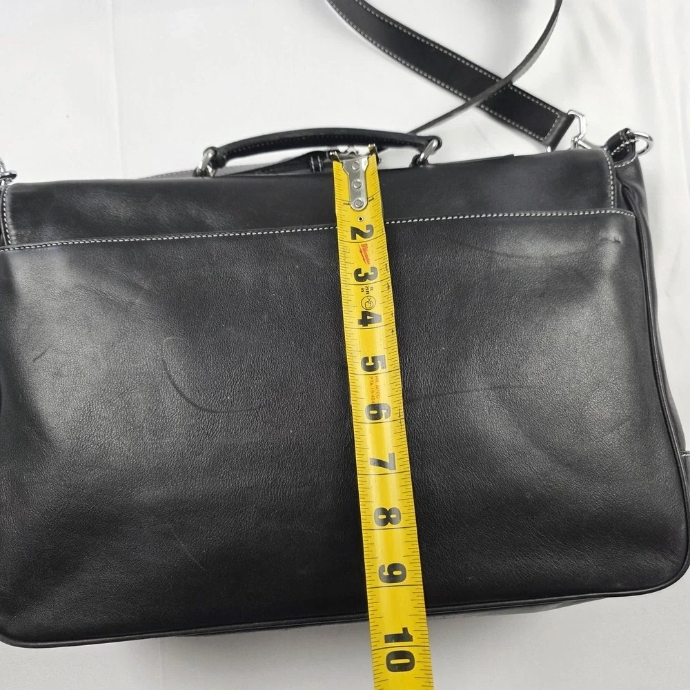 Coach Messenger Bag Mens Large Black Leather Briefcase Crossbody Office
